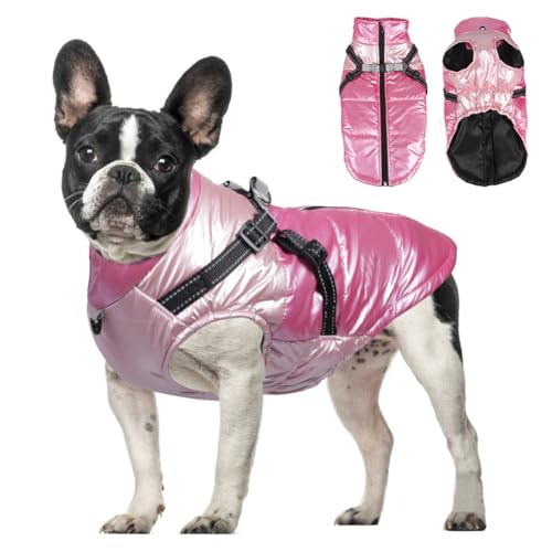 FEimaX Hundemantel Wasserdicht Warme Hundejacke Winter Haustier Jacke Winddichte Welpenweste mit Reflektierende Verstellbare Geschirr für Kleine Mittelgroße Hunde von FEimaX