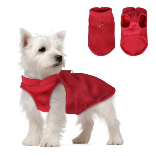 FEimaX Hundepullover Hundejacke Winter Warme Hundemantel für Kleine Mittlere Hunde Fleece Hundeweste Welpen Weiche Wintermantel mit Leinenring von FEimaX