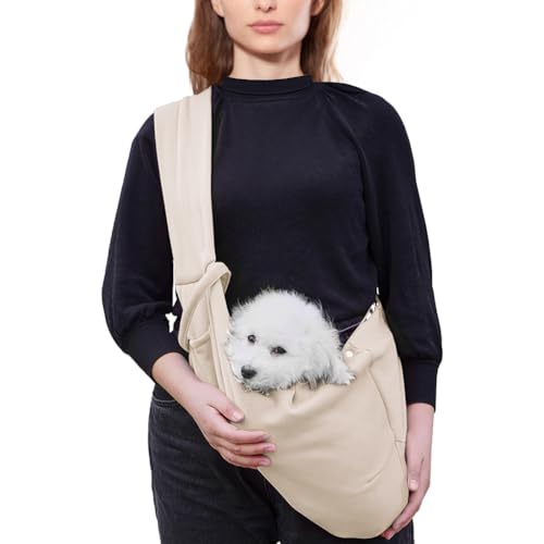 FEimaX Hundetragetasche, Papoose Tragetasche, Tragetasche für kleine Hunde und Katzen, Welpen, freihändige Tragetasche, Tragetasche, für Outdoor-Reisen, Beige von FEimaX