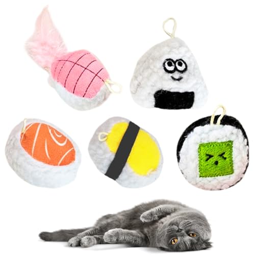 FF UNION Sushi-Katzenspielzeug, interaktive Katzenminze mit Glocken im Inneren, Linderung von Langeweile, weich und langlebig, Indoor-Kätzchen-Übungs-Haustierspielzeug, 5 Stück FF UNION Sushi-Katzenspielzeug, interaktive Katzenminze mit Glocken im Inneren, Linderung von Langeweile, weich und langlebig, Indoor-Kätzchen-Übungs-Haustierspielzeug, 5 Stück von FF UNION