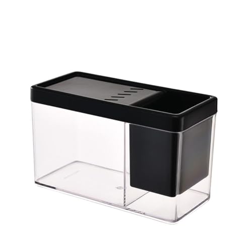 Kleiner Tank Aquarium, tragbare Fischschale Tank, Kleines Aquariumbecken aus Kunststoff mit Aufbewahrungsbox for Bettas, Guppys, Garnelen, Goldfische,(Black) von FFENFRYOU