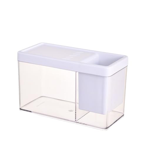 Kleiner Tank Aquarium, tragbare Fischschale Tank, Kleines Aquariumbecken aus Kunststoff mit Aufbewahrungsbox for Bettas, Guppys, Garnelen, Goldfische,(White) von FFENFRYOU