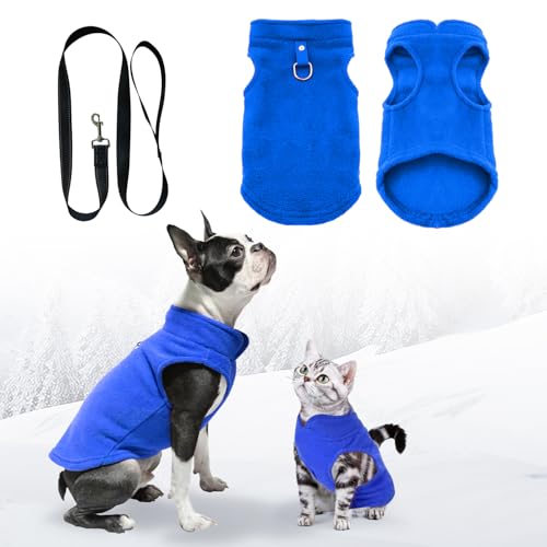 Hundemantel,Hundepullover,Chihuahua Kleidung,hundepullover kleine Hunde, Hundemantel für kleine Hunde,Hundemantel mit Geschirr,Wintermantel Hund für kleine Hunde, Innen und Außeneinsatz(Blau L) von FFTANXS