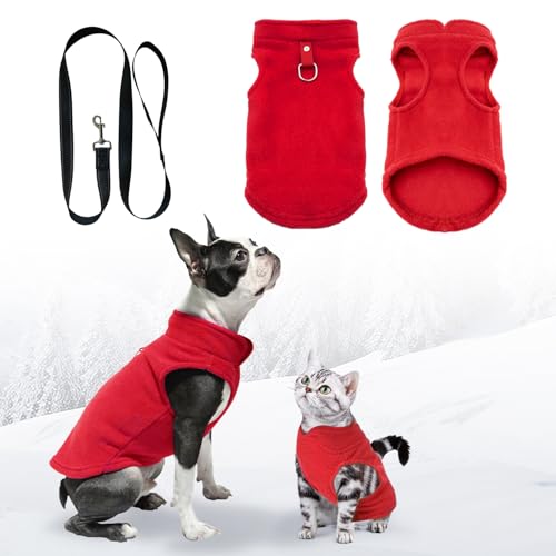 Hundemantel,Hundepullover,Chihuahua Kleidung,hundepullover kleine Hunde, Hundemantel für kleine Hunde,Hundemantel mit Geschirr,Wintermantel Hund für kleine Hunde, Innen und Außeneinsatz(Rot M) von FFTANXS