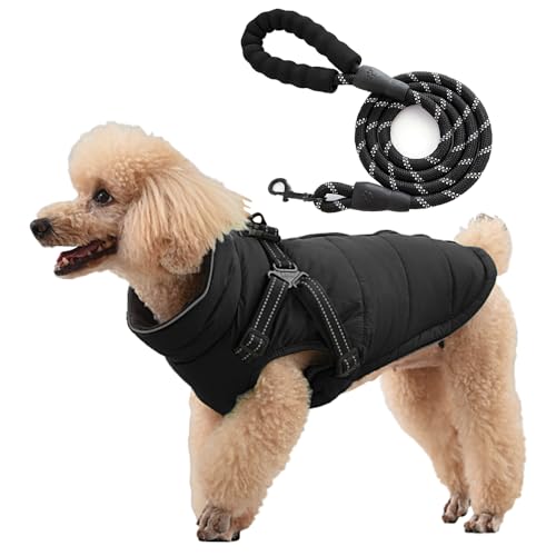 FFWTPY Warmer Hunde-Wintermantel Hundejacke mit Reißverschluss Hundemäntel Winddicht Reflektierend Rollkragenpullover Fleece-Hundejacke (L) von FFWTPY