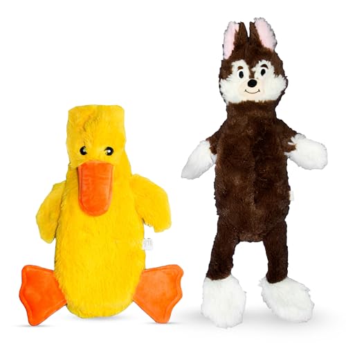 FGA MARKETPLACE Ente – Fuchs flach ohne Füllung und quietschendes Plüsch-Hundespielzeug, lustiger Stil, wird Ihren Hund stundenlang unterhalten, empfohlen für kleine und mittelgroße Hunde, 53,3 cm lang von FGA MARKETPLACE