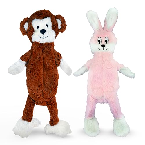 FGA MARKETPLACE Monkey - Pink Rabbit Flat NO Stuffing NO Squeak Plush Dog Toy, Funny Style Will Entertain Your Dog for Hours, Recommended for Small and Medium Dog 21 INCH Long von FGA MARKETPLACE