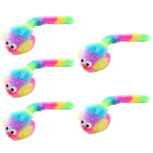 FGDTREE 5PCS Tuch Katze Spielzeug Training Interaktive Maus Spielzeug Für Lustige Haustier Katzen Scratch Scratch Training Spiel Regenbogen Farbe Spielzeug von FGDTREE