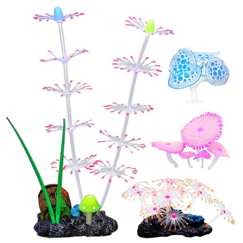 FGDTREE Dekorative Fluoreszenz-Korallen für sichere Aquarien, einfache Pflege für Süß- und Salzwasser-Aquarien, 4 Stück von FGDTREE