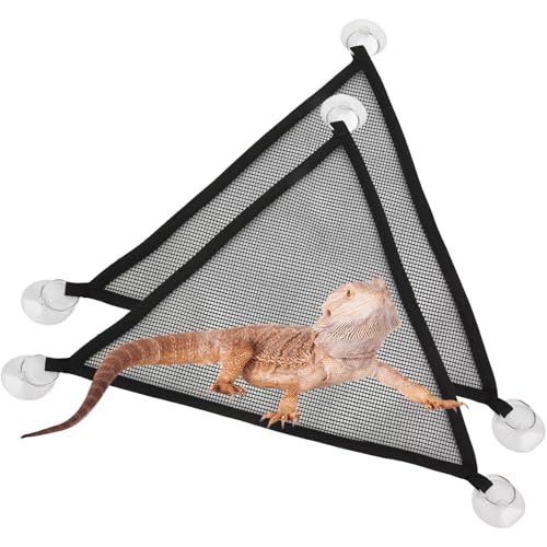 FGSJX Bartdrachen Hängematte, Eidechse Hängematte, 2 Stück Atmungsaktive Mesh Reptilien Hängematte für Eidechse, Leguan, Schlange, Hamster, Schopfgecko, Chamäleon (Schwarz) von FGSJX