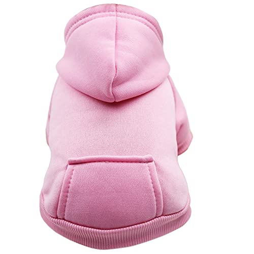 FGUUTYM Für kleine warme Fleece-Kleidung für und, Pullover, Hoodie, Hunde, mittelgroße Hunde, Winter mit Tasche, Herbst, Welpen, Haustierkleidung Hundepullover 50 cm (Pink, M) von FGUUTYM