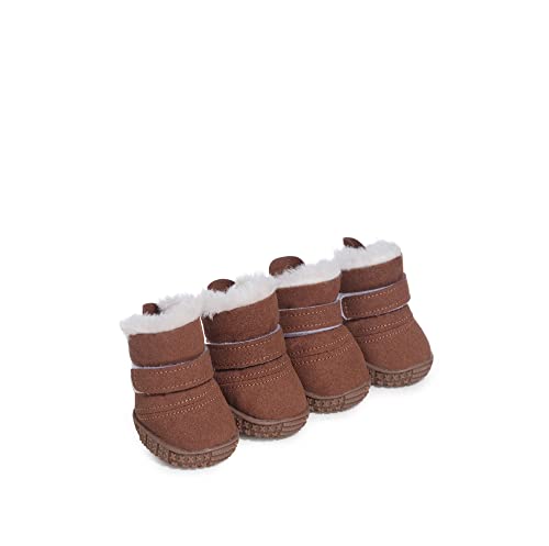 FGVHJOJXA Hundestiefel, rutschfeste, atmungsaktive Hundeschuhe for kleine, mittelgroße Hunde, Welpenschuhe, Pfotenschutz(Color:Brown,Size:L) von FGVHJOJXA