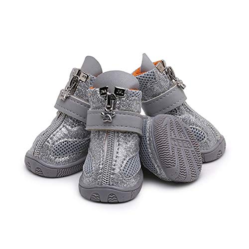 FGVHJOJXA Pet Schuhe Sommer Welpen Hund Sandalen Kleine Hundeschuhe Atmungsaktive Mesh Hundestiefel(Color:Gray,Size:2) von FGVHJOJXA