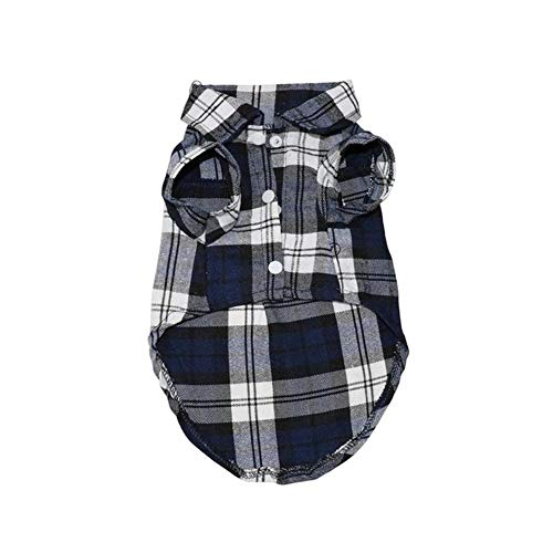 FGVHJOJXA Plaid Hunde-Bekleidung Sommer Hund Shirts for Small Medium Hunde Hundekleidung Yorkies Chihuahua Clothes (Navy Blue,XS) von FGVHJOJXA