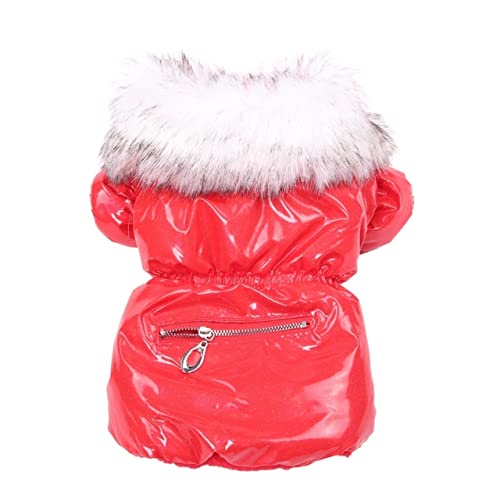 FGVHJOJXA Pu. Leder Hund Katze Mantel Jacke mit Reißverschluss Tasche Design Pet Welpen Kleid Hoodie Warme Kleidung Zulässigkeit(Color:Red,Size:Medium) von FGVHJOJXA