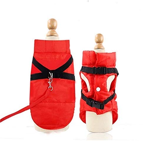 FGVHJOJXA Red Black Dog Kleidung warmen Mantel-Harness wasserdicht Welpen-Katze-Padded Vest for Winter-Hundejacken-Hunde Haustier Kleidung Kostüm XS-XXL(Red,L) von FGVHJOJXA