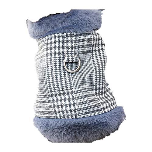 FGVHJOJXA Winter-Hundegeschirr Weste-Mantel-Jacke verdickte warme Hundekleidung Welpen-Kleidung Katze-Mantel-Mantel-Winter-warme Kleidung(Blue,Medium) von FGVHJOJXA