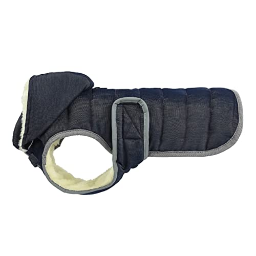 FGVHJOJXA Winterkleidung for große Hunde wasserdichte Kapuzenhundjacke reflektierende Winddichte Dicke Fleece-gefütterte warme Hundeschicht Gepolsterte Kleidung(Denim Blue,Large) von FGVHJOJXA