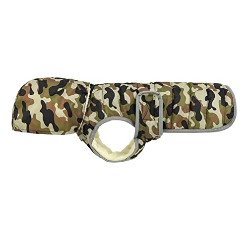 FGVHJOJXA Winterkleidung for große Hunde wasserdichte Kapuzenhundjacke reflektierende Winddichte Dicke Fleece-gefütterte warme Hundeschicht Gepolsterte Kleidung(Green camo,Large) von FGVHJOJXA