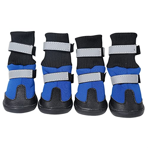 FGVHJOJXA wasserdichte Hundestiefel Winter Reflektierende Haustierschuhe Outdoor Anti-Rutsch-Schneeschuhe Pfotenschutz for mittelgroße Hunde(Color:Blue,Size:Medium) von FGVHJOJXA