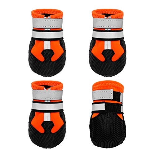 FGVHJOJXA wasserdichte Schuhe for Hunde Reflektierende Hundeschuhe Regen Stiefel Anti-Rutsch-Warm Hund Schnee-Aufladungen Große, Mittlere Und Kleine Hunde(Color:Orange,Size:Small) von FGVHJOJXA