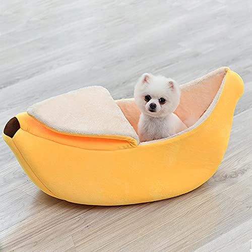 FGYZYP Niedliches Bananenbett für Katzen und Hunde, warm, weich, für Sofa, Katze, Kuschelbett, niedlich, bequem, waschbar, Haustierkissen, Zubehör für Haustiere, Katzen, Kätzchen, Hunde, Welpen, von FGYZYP