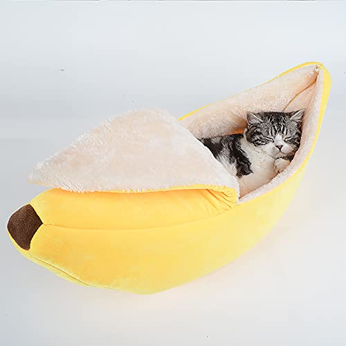 FGYZYP Niedliches Bananenbett für Katzen und Hunde, warm, weich, für Sofa, Katze, Kuschelbett, niedlich, bequem, waschbar, Haustierkissen, Zubehör für Haustiere, Katzen, Kätzchen, Hunde, Welpen, von FGYZYP