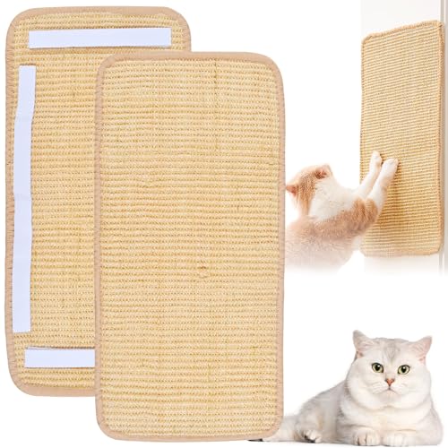 FGen 2 Stück Sisal Teppich Katzen Kratzteppich,50×25 cm Sisal Kratzteppich für Hauskatzen, die Krallen Schleifen für Schützt Teppiche und Sofas von FGen