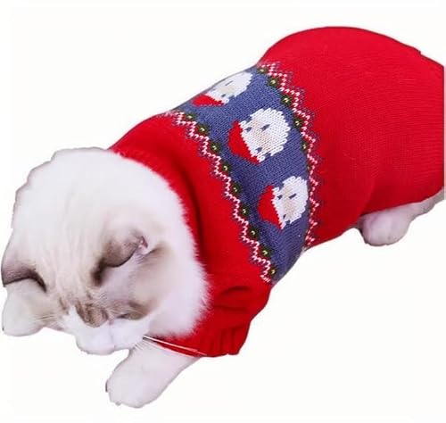 Weihnachtspullover 2 Packungen,Pullover für Haustiere Kleine Katzen Hunde,Rentier,Weihnachtsmann Pullover,Weichheit Komfort und Wärme,Geeignet für Kleine,(S,Rot&schwarz) von FGen