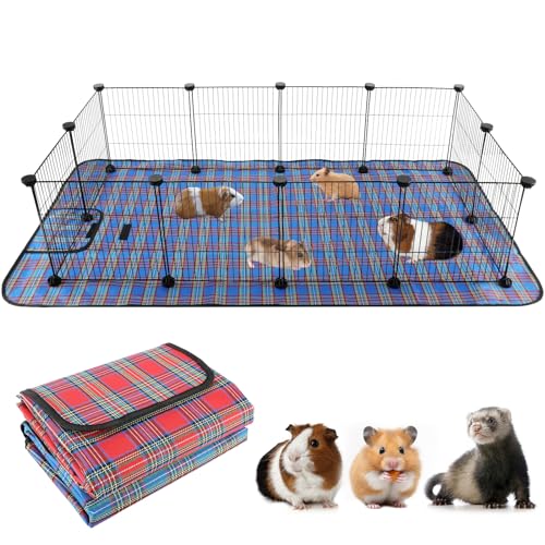 FHTONGE Großer Meerschweinchen-Käfig mit 2 Wasserdichten Einlagen, 2 m² Meerschweinchen-Laufstall mit Matte, Metall-Kleintier-Laufstall mit Matte für Hamster, Igel, Zwerg, Kaninchen (12 x von FHTONGE