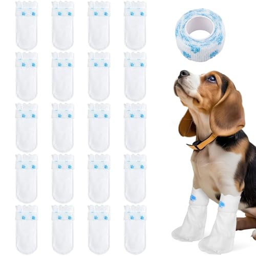 FIBOUND 20 Stück Hundefußabdeckungen Socken, Selbstklebende Bandage, Winddichter Schmutzschutz, Haustierstiefel, Selbstklebende Einweg-Hundesocken, Pfoten, für Kleine Hundepfoten FIBOUND 20 Stück Hundefußabdeckungen Socken, Selbstklebende Bandage, Winddichter Schmutzschutz, Haustierstiefel, Selbstklebende Einweg-Hundesocken, Pfoten, für Kleine Hundepfoten von FIBOUND