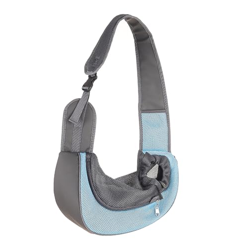 FIDFDID Pet Bag Cat and Dog Travel Portable Crossbody Shoulder Bag Puppy Shoulder Bag Pet Transport Bag Breathable Mesh Pet Backpack (L,Light Blue) von FIDFDID