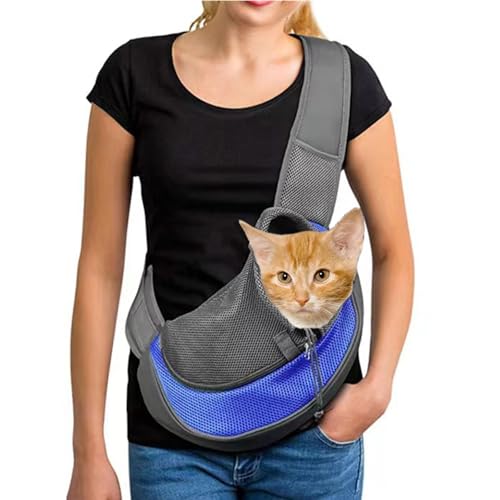 FIDFDID Pet Bag Cat and Dog Travel Portable Crossbody Shoulder Bag Puppy Shoulder Bag Pet Transport Bag Breathable Mesh Pet Backpack (L,Sapphire Blue) von FIDFDID