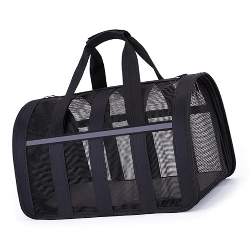 FIDFDID Transport Bag for Cat/Dog Pet Bag Foldable Robust Pet Breathable Transport Bag Pet Carrier, for Medium/Small Pets on The Plane (L,Black) von FIDFDID