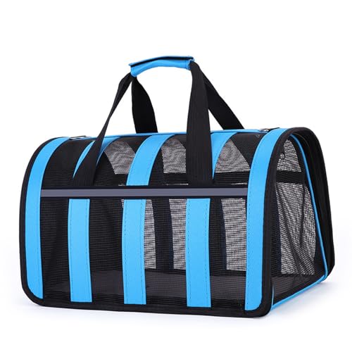 FIDFDID Transport Bag for Cat/Dog Pet Bag Foldable Robust Pet Breathable Transport Bag Pet Carrier, for Medium/Small Pets on The Plane (L,Blue) von FIDFDID