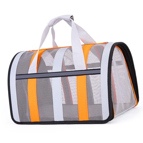 FIDFDID Transport Bag for Cat/Dog Pet Bag Foldable Robust Pet Breathable Transport Bag Pet Carrier, for Medium/Small Pets on The Plane (L,Orange) von FIDFDID