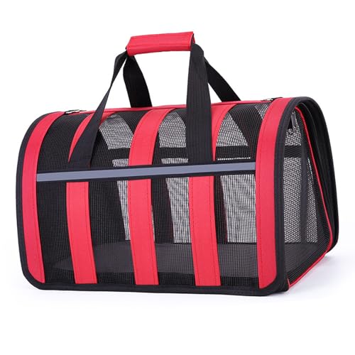 FIDFDID Transport Bag for Cat/Dog Pet Bag Foldable Robust Pet Breathable Transport Bag Pet Carrier, for Medium/Small Pets on The Plane (L,Red) von FIDFDID