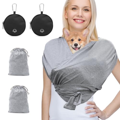 Hundetragetasche mit freisprechendem Design für kleine Hunde und Katzen,Doppelte Schultergurte ermöglichen es Ihnen,Ihre Hände frei zu haben und Rückenschmerzen zu reduzieren (grau, L) von FIDHOW