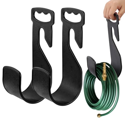 2er-Pack Gartenschlauchhalter mit Haltegriff – robuster Schlauchaufhänger, Wasserschlauchhalter für den Außenbereich, schnelle Montage für Wasserhahn (2 Schwarz) von FIDWALL