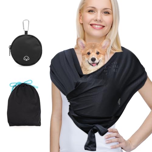 Hundetragetasche,Freisprech Hundetasche,Vordere Hundetasche für Kleine Hunde,Katzentasche,Doppeltes Schultergurt-Design,Freie Hände, Reduziert Rückenschmerzen,Mit Hundetrainingstasche (Schwarz L) von FIDWALL