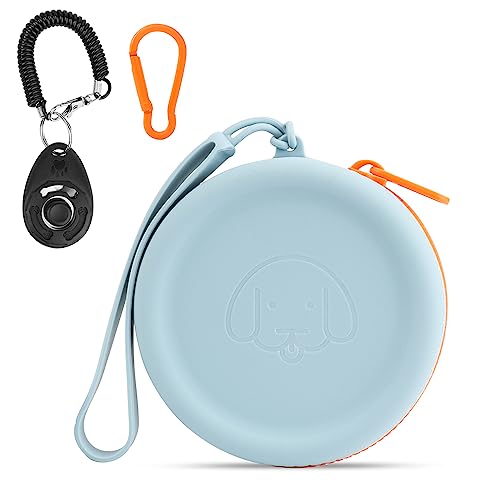 Leckerli-Tasche aus Silikon,2 Stück,Futtertasche für(Himmelblau) Hundetraining,Hundezubehör,Taschengröße,leicht zu reinigen,geruchlos,Reißverschluss-Design,tragbare Leckerli-Tasche für Hunde() von FIDWALL