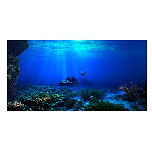 Aquarium Hintergrund Aquarium Dekorationen Bilder 3D Effekt PVC Adhesive Poster Unterwasserwelt Hintergrund Dekoration Papier Cling Decals Aufkleber(122x46cm) von FILFEEL