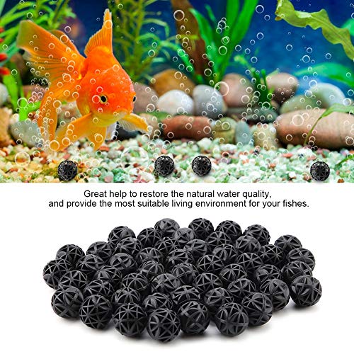 FILFEEL 50 Stück Leichte Biochemische Kugel, Schwarzer Bioporöser Filter für Aquarium, Teich, Aquarium (36mm mit Baumwolle) von FILFEEL