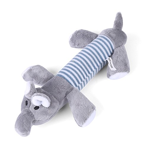 FILFEEL Hundespielzeug Quietschspielzeug Plüsch Squeaky Toy Tierform Typen Pet Toy Puppy Cat Kauen Sound Fun Haut Stuffless Great für Tug & Interaktives Spielzeug Geschenk(Elefant) von FILFEEL