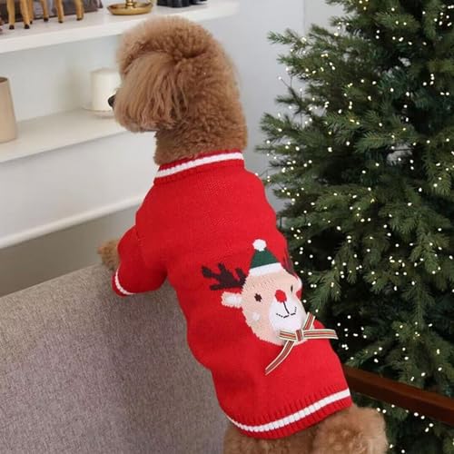 Weicher, Stilvoller Hunde-Weihnachtspullover, Warme Welpenkleidung für Bichon Pomeranian, Winter-Pullover (S) von FILFEEL