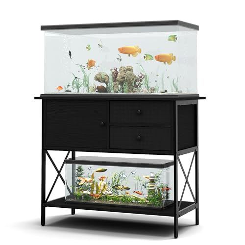 FILKO Aquarium-Ständer mit Stauraum für Fischzubehör, für Reptilien-Schildkröten-Terrarium, robuster schwarzer Metallrahmen, Tragkraft 299 kg von FILKO