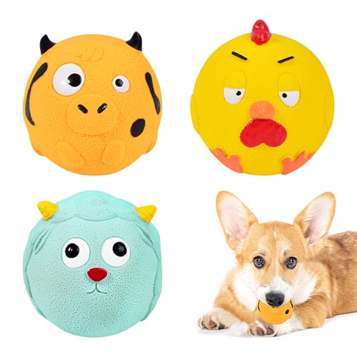 FILOEEX Quitschende Hundespielzeug,3 Stück Latex Lustige Tier-Sets zum Kauen Langlebig,Dog Toy für Klein Hunde Interaktives Spielen Sortiert Farbe von FILOEEX