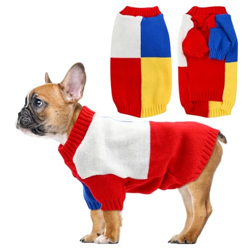 Hundepullover Kleine Hunde,Warm Hundepullover,Kleine Hund Rollkragen,Pullover Hund mit Beinen,Farbblockierung Hunde Pullover,Winter Hundepullover für Kleine Hunde (Mix A) von FILOEEX