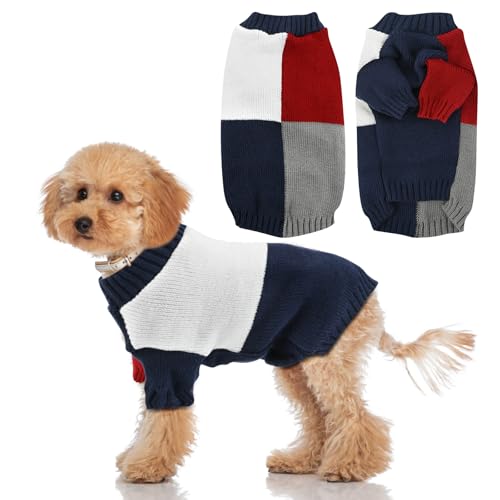 Hundepullover Kleine Hunde,Warm Hundepullover,Kleine Hund Rollkragen,Pullover Hund mit Beinen,Farbblockierung Hunde Pullover,Winter Hundepullover für Kleine Hunde (Mix B) von FILOEEX