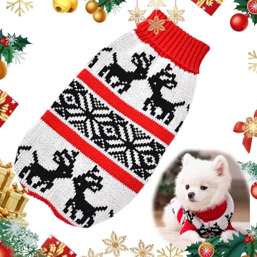 Hundepullover Weihnachten,Hundepullover Kleine Hunde,Haustier Hund Katze Pullover,Warme Strickpullover für Hunde,Hundekostüm Weihnachten Winter für Kleine Bis Mittelgroße Hunde,Welpen,Katzen (ELK A) von FILOEEX